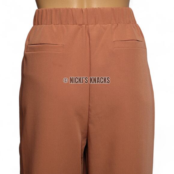 Sincerely Jules High Waisted Straight Leg Trouser Dress Pants Camel Tan Size L - Picture 7 of 12